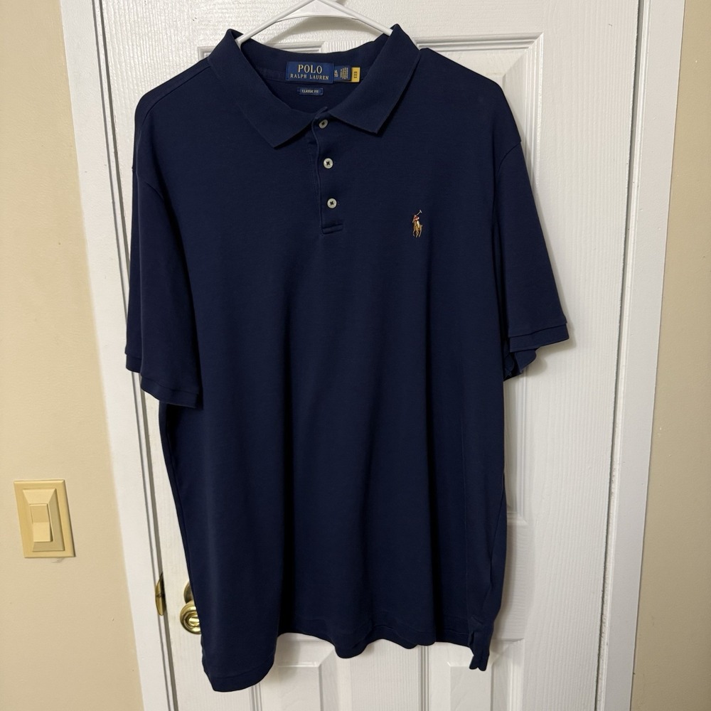 Polo Ralph Lauren Men's Classic Fit Polo Shirt Navy Blue Logo Size XL